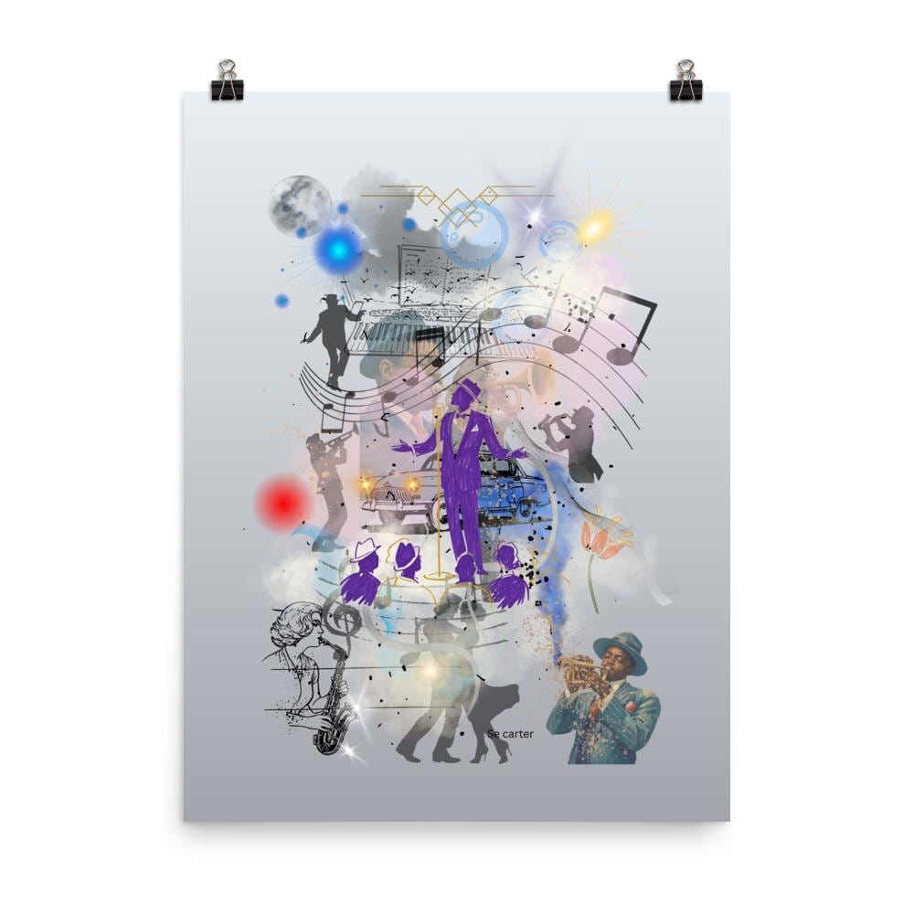 Wall art poster. Surreal, atmospheric, digital illustration -Jazz and blues, Photo paper poster 18X24, gallery image 2