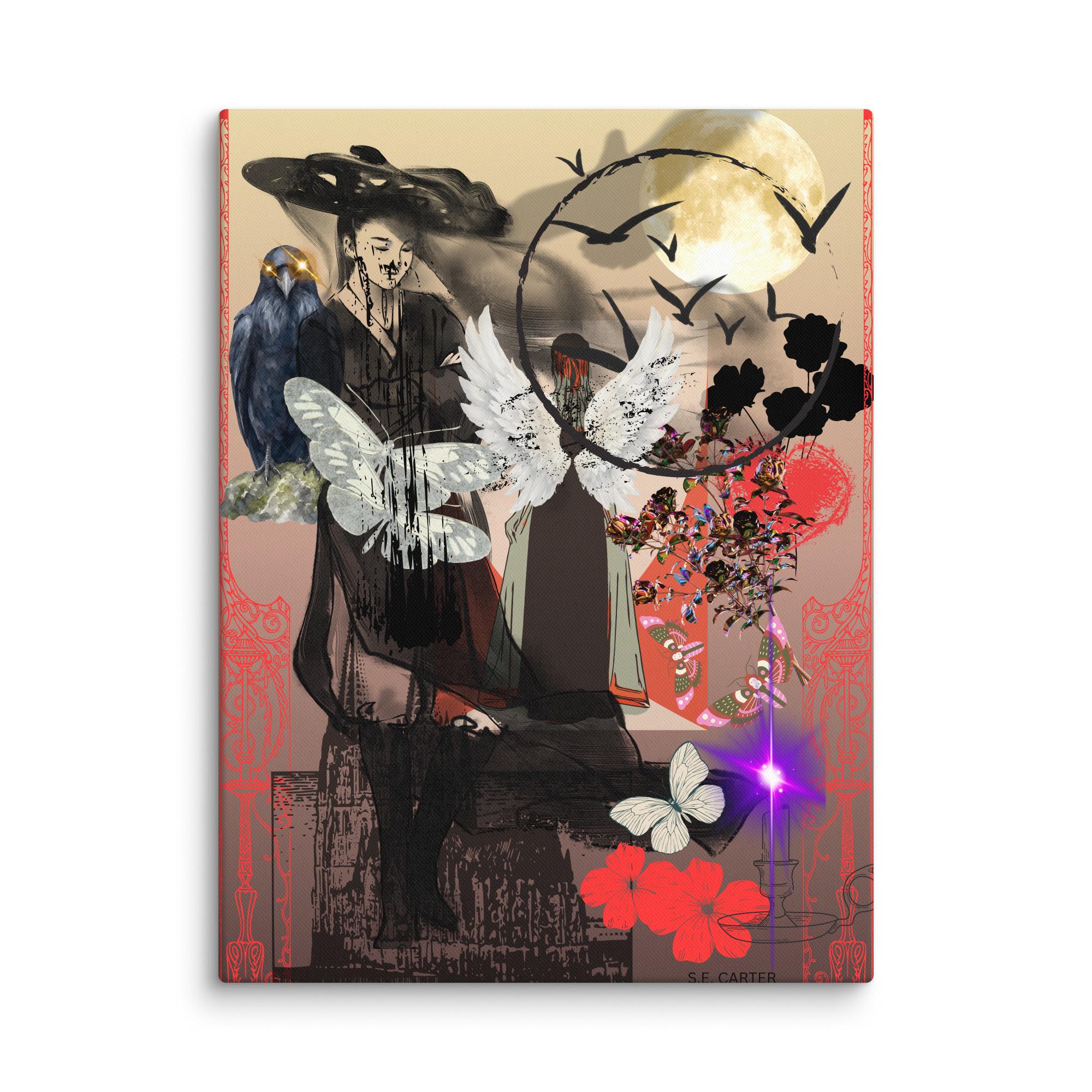 Wall art poster. Surreal, atmospheric, digital illustration -Canvas 18x24 - "Ravens", gallery image 2