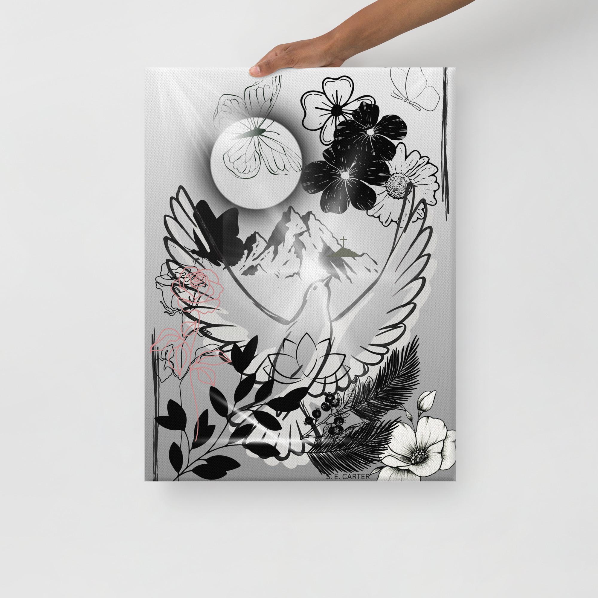 Wall art poster. Surreal, atmospheric, digital illustration - Canvas 18x24 - "There is peace in here", gallery image 2