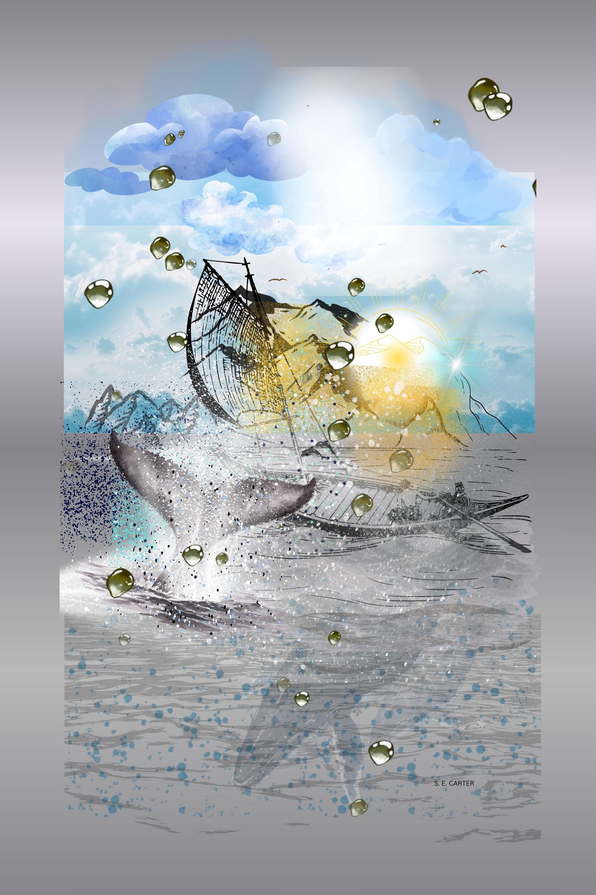 Wall art poster. Surreal, atmospheric, digital illustration -Metal prints - 24x26 - "The Bubble Kingdom"