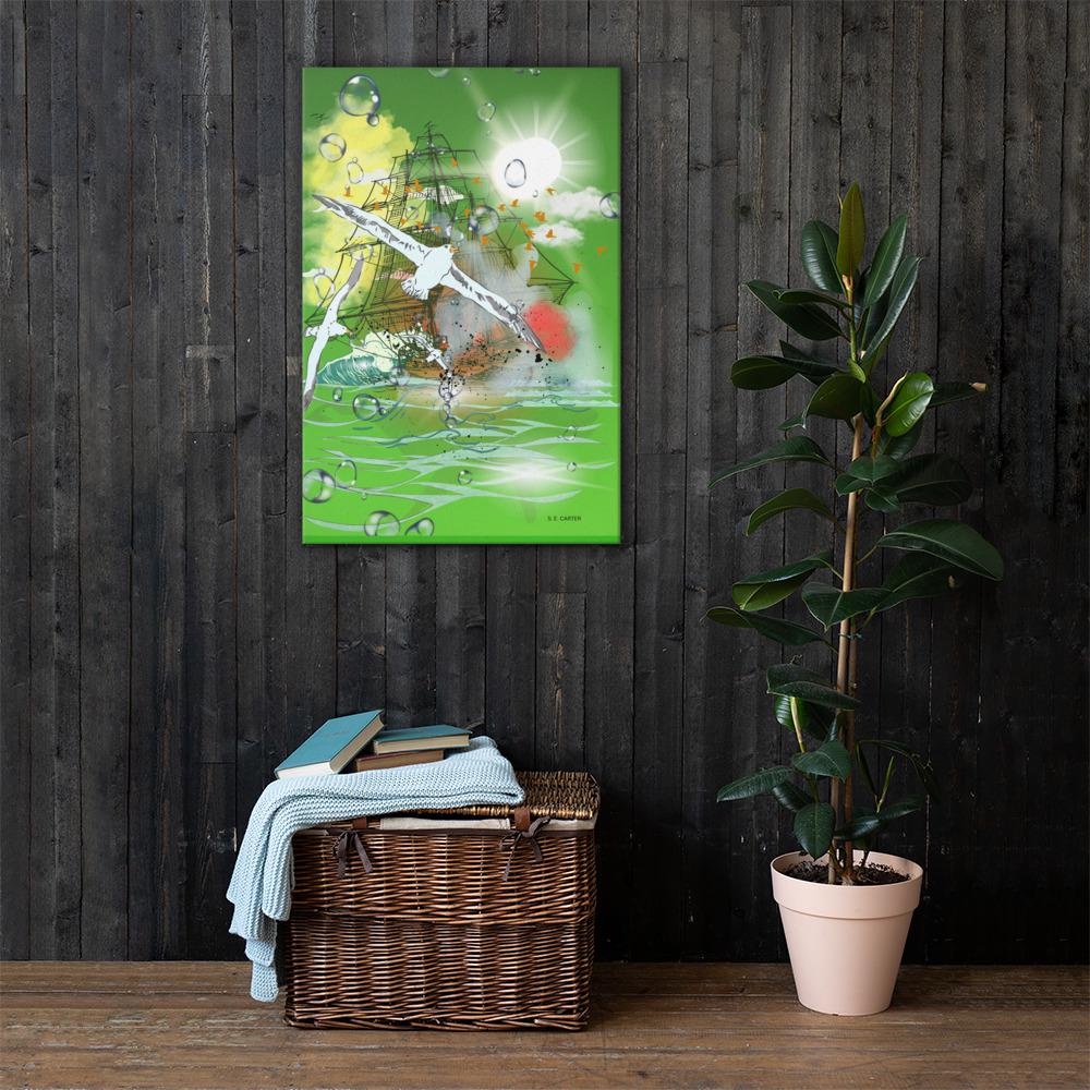 Wall art poster. Surreal, atmospheric, digital illustration - Canvas 24x36 - "The sea knows no peace", gallery image 2