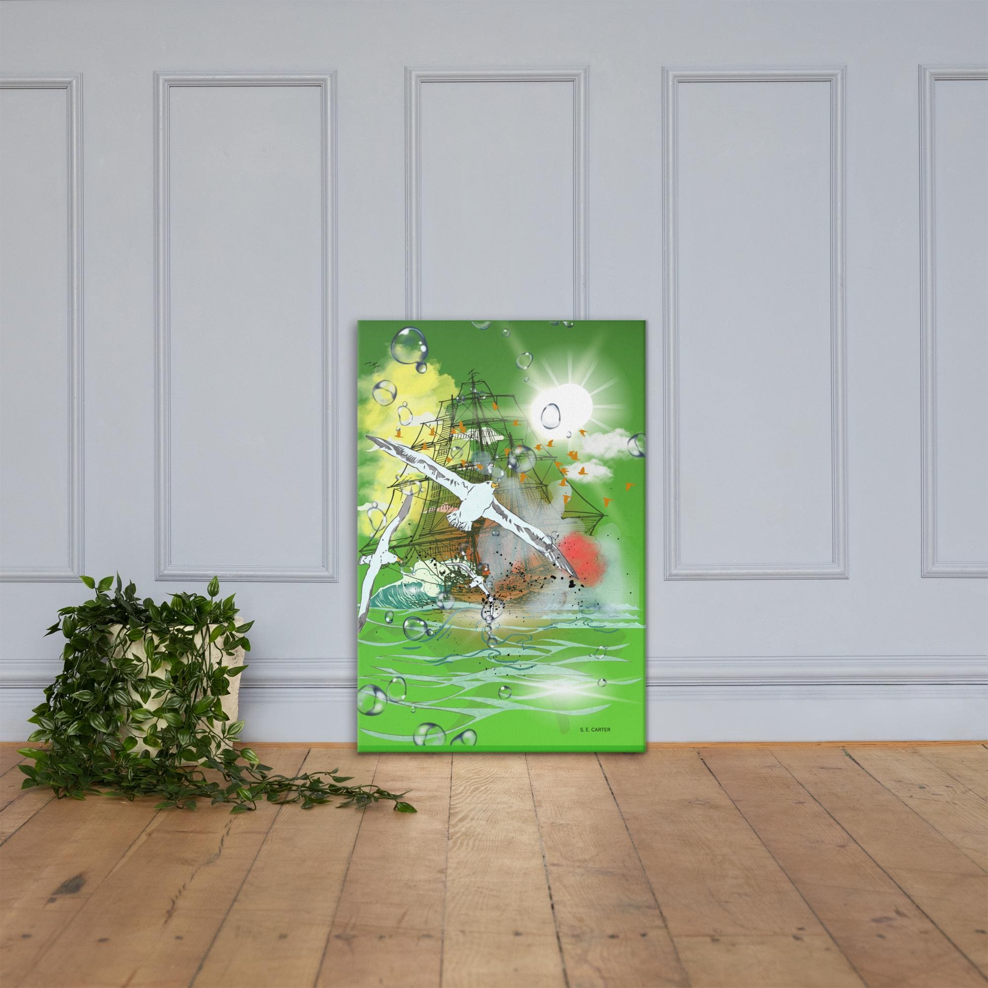 Wall art poster. Surreal, atmospheric, digital illustration - Canvas 24x36 - "The sea knows no peace", gallery image 3