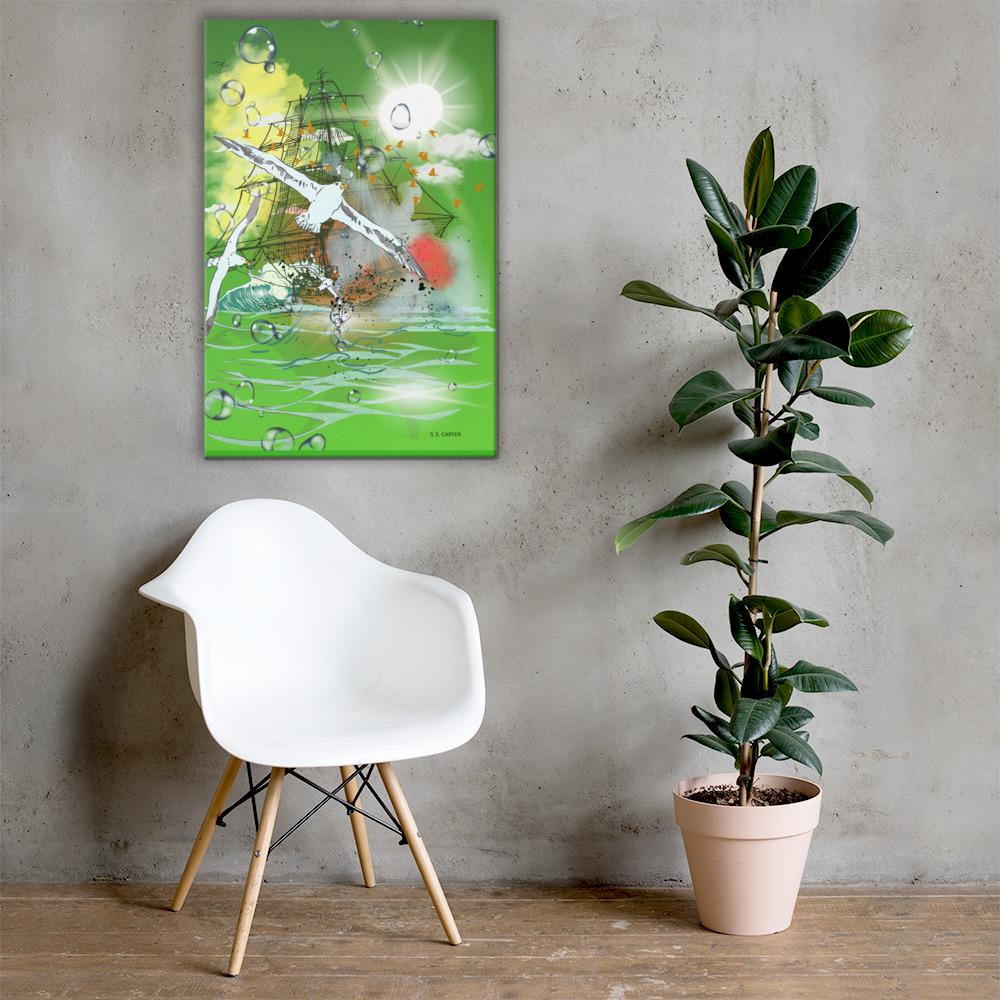 Wall art poster. Surreal, atmospheric, digital illustration - Canvas 24x36 - "The sea knows no peace", gallery image 4