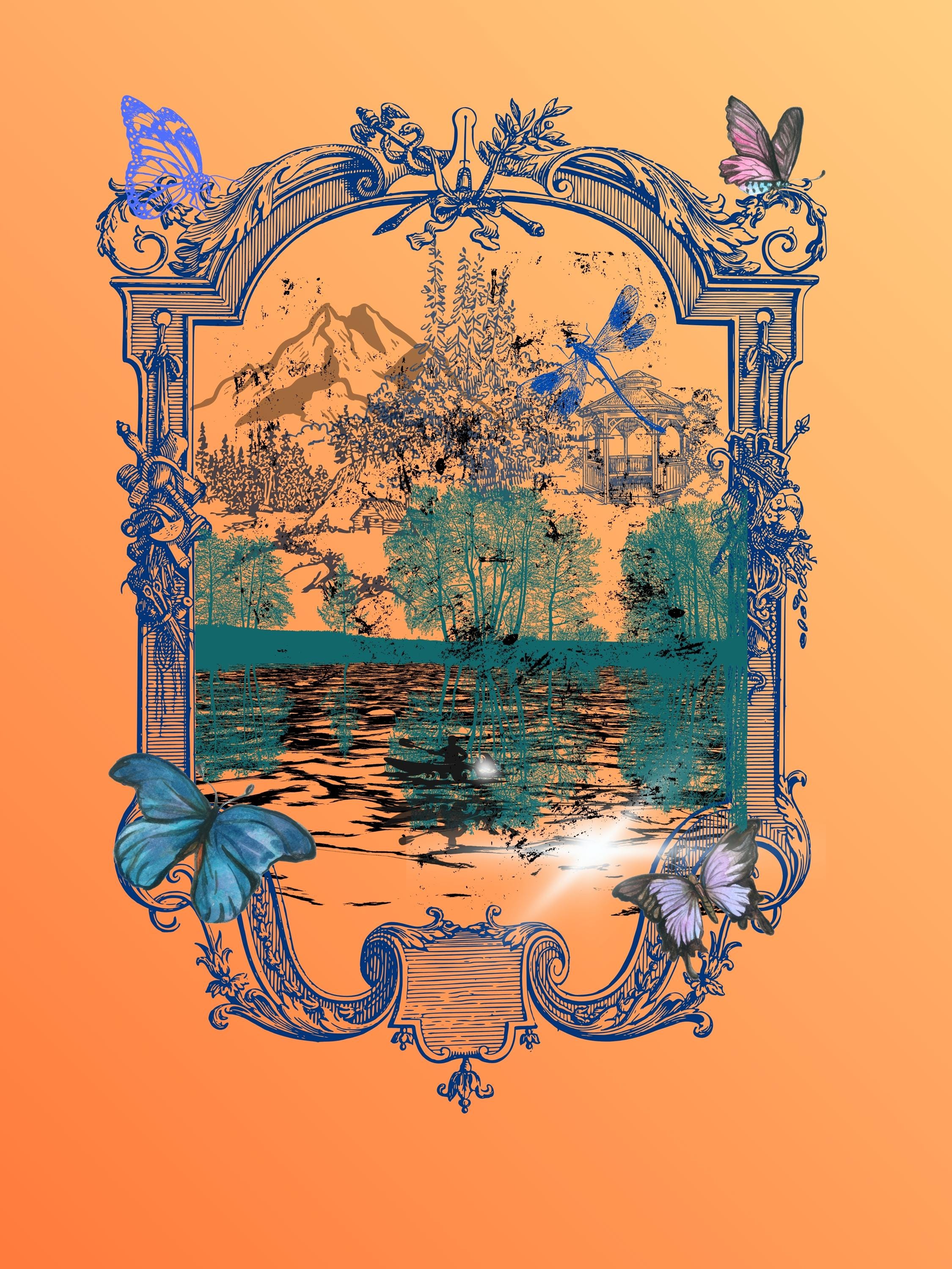 Wall art poster. Surreal, atmospheric, digital illustration -Metal prints 20x30 - "serenity"