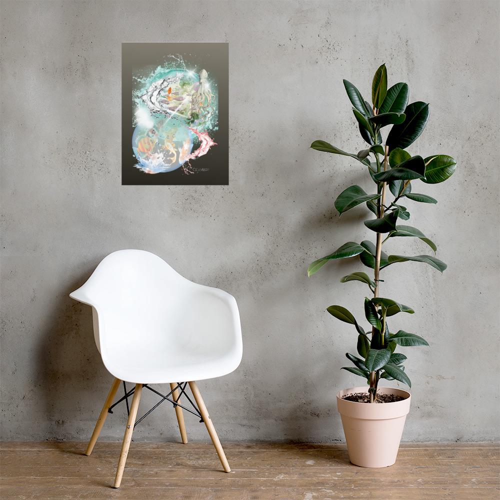 Wall art poster. Surreal, atmospheric, digital illustration -Photo paper poster 18x24 - "Thed bubble Kingdom", gallery image 2