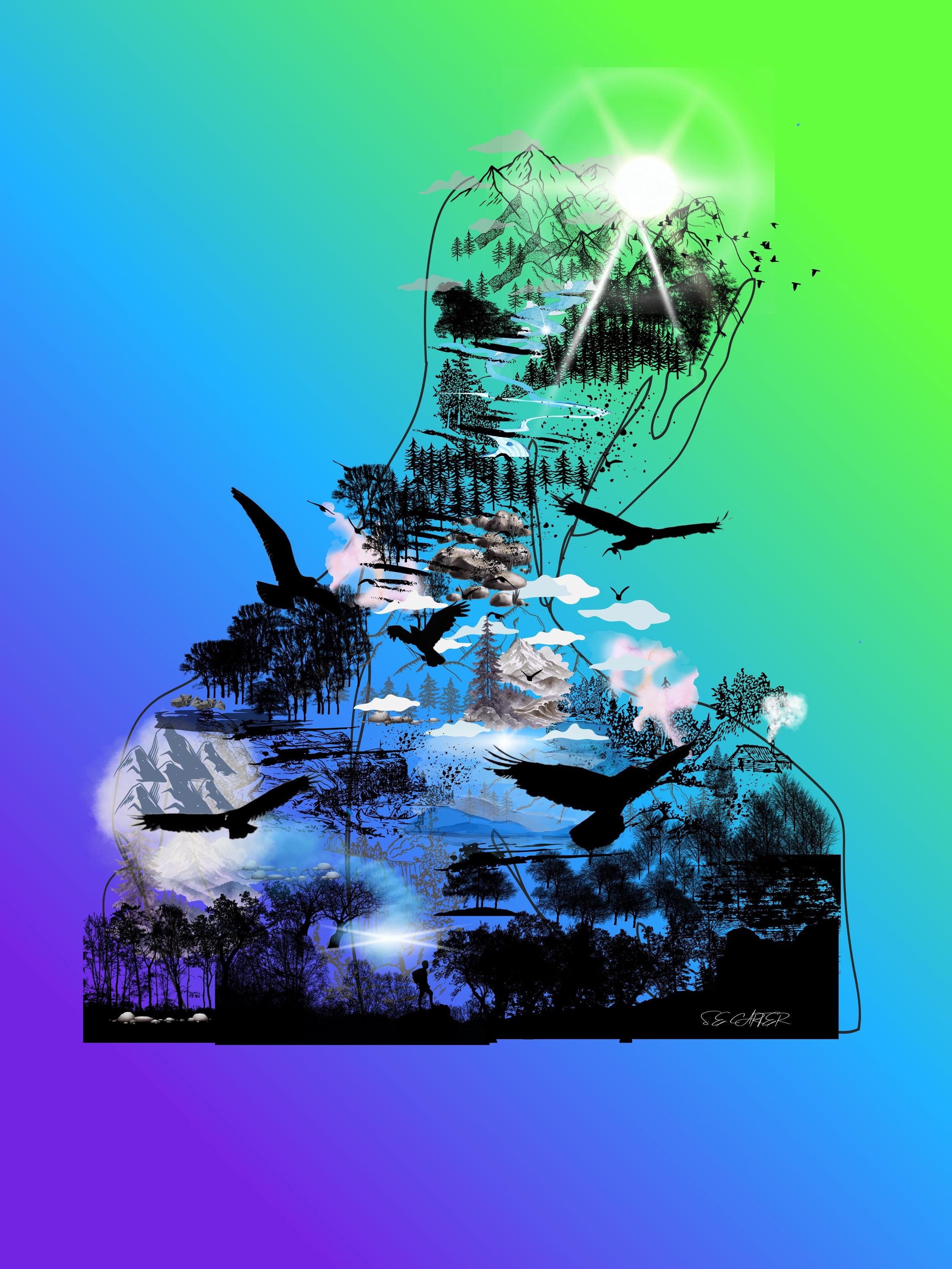 Wall art poster. Surreal, atmospheric, digital illustration - Photo paper poster 18x24 - "unwavering"
