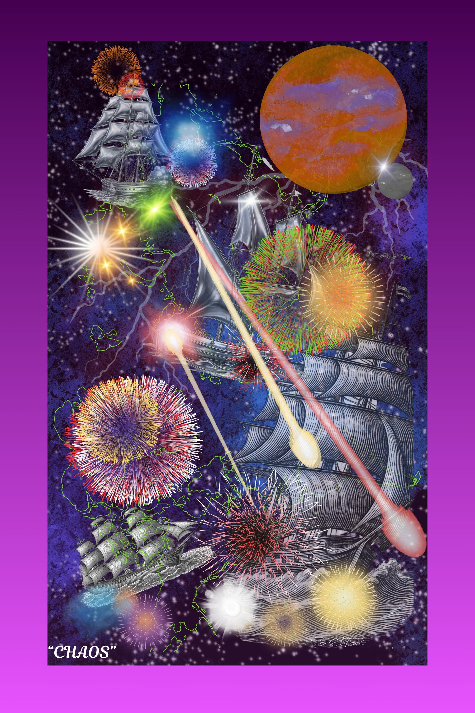 Wall art poster. Surreal, atmospheric, digital illustration - Photo paper poster 24X36 - "CHAOS"