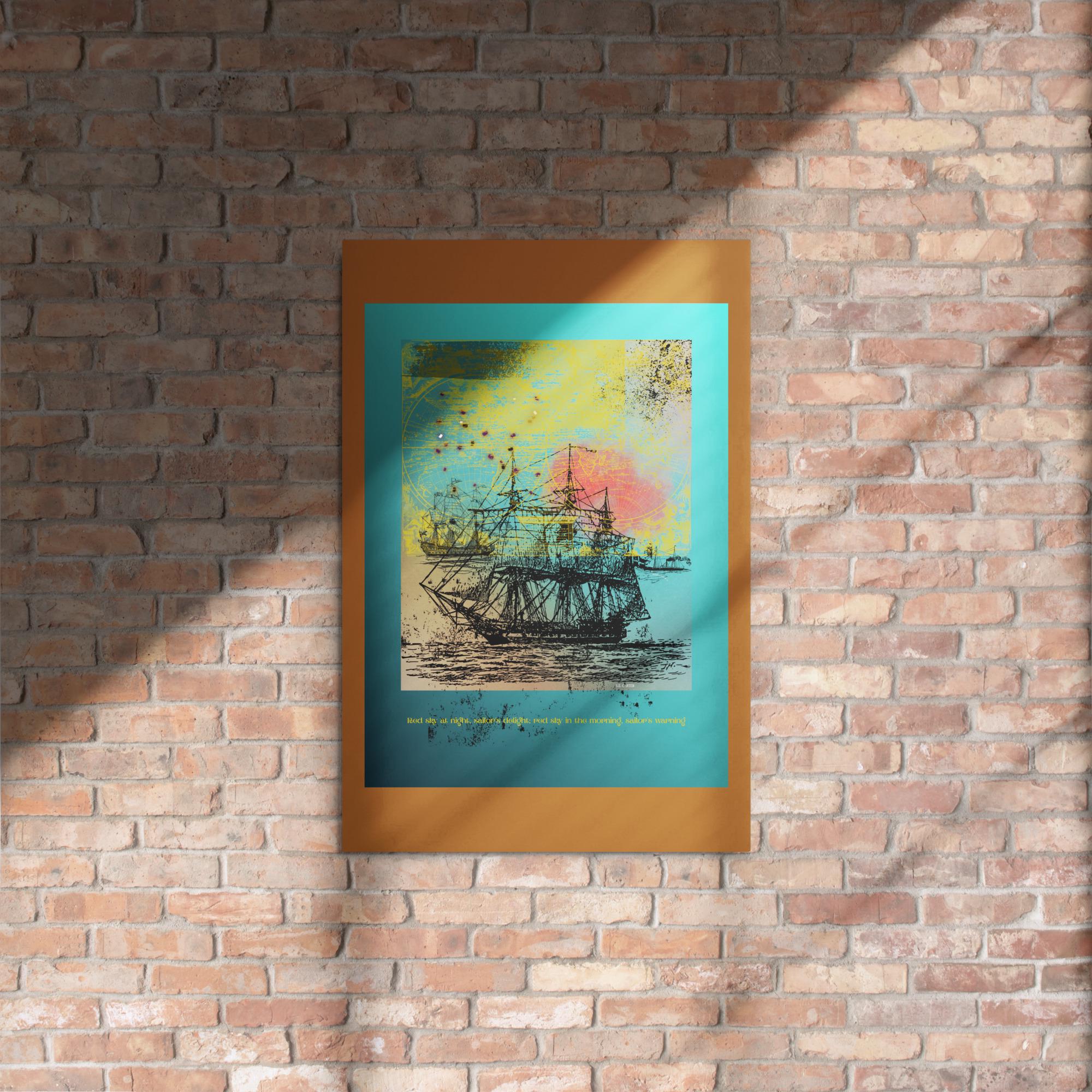 Wall art poster. Surreal, atmospheric, digital illustration - RED SKY" Metal print, gallery image 2
