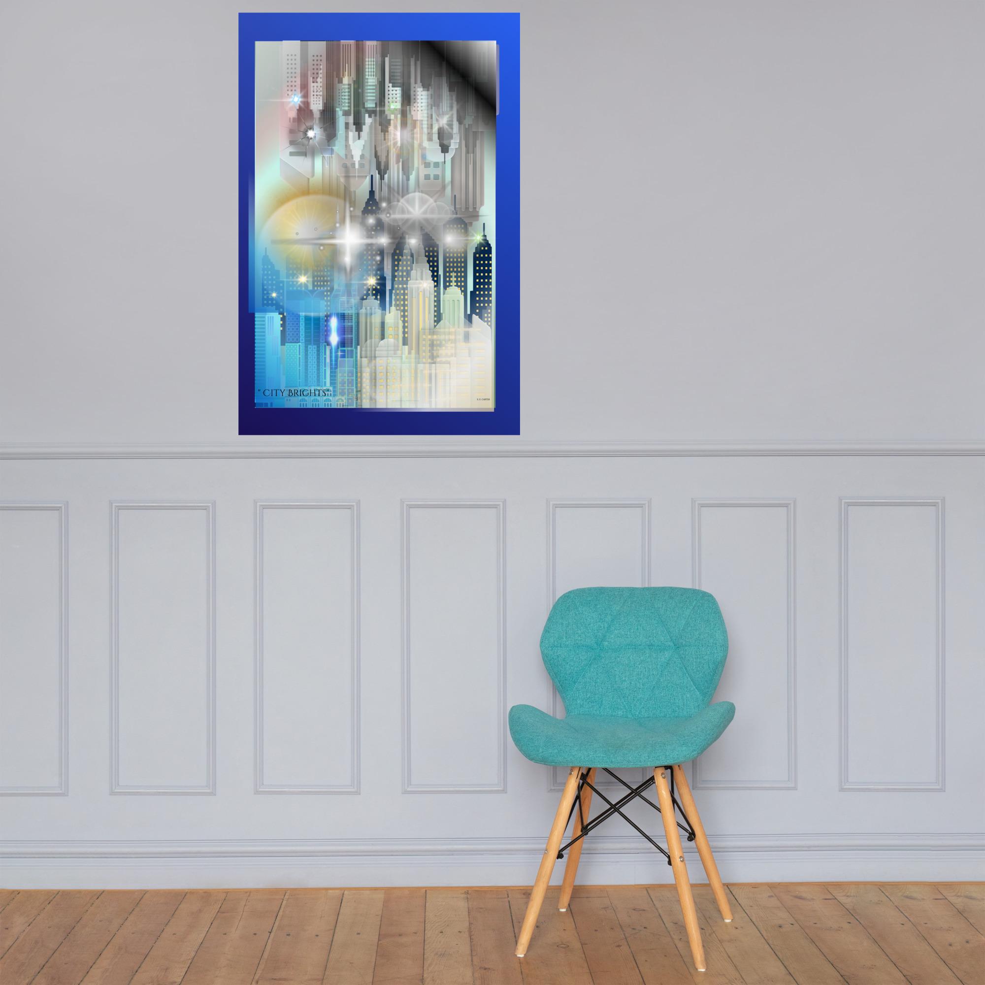 Wall art poster. Surreal, atmospheric, digital illustration - Photo paper poster - "CITY BRIGHTS", gallery image 3