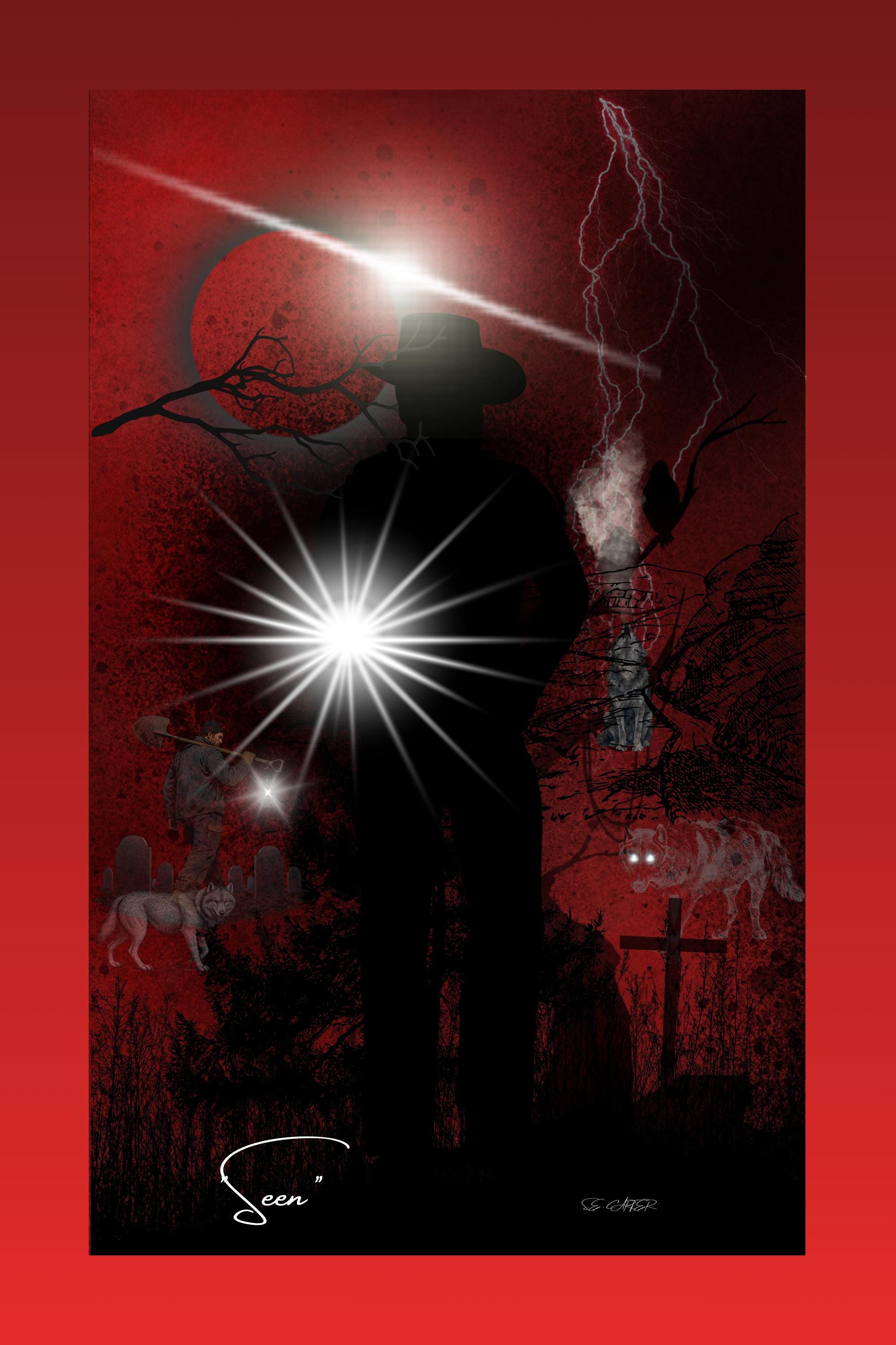 Wall art poster. Surreal, atmospheric, digital illustration - Metal prints 20x30 - "seen"