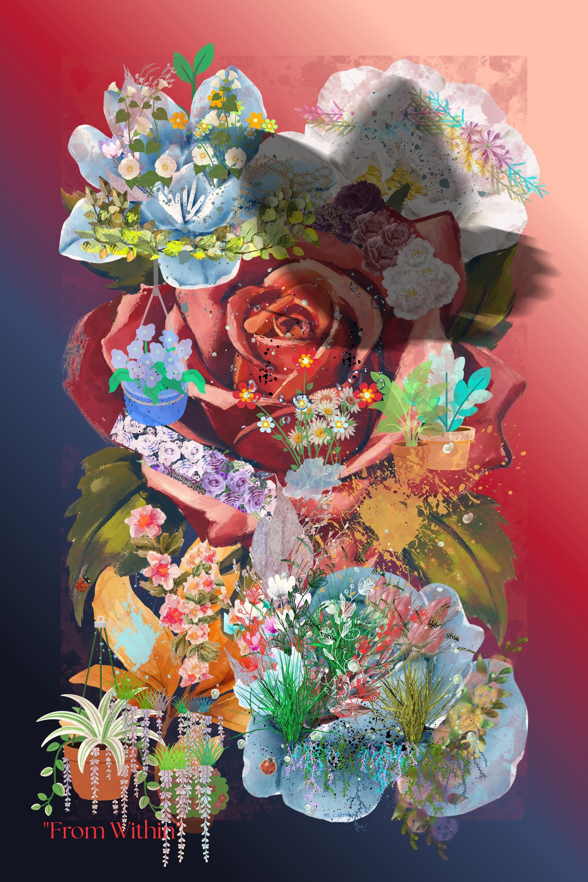 Wall art poster. Surreal, atmospheric, digital illustration - Metal prints 20X30 - "FROM WITHIN"