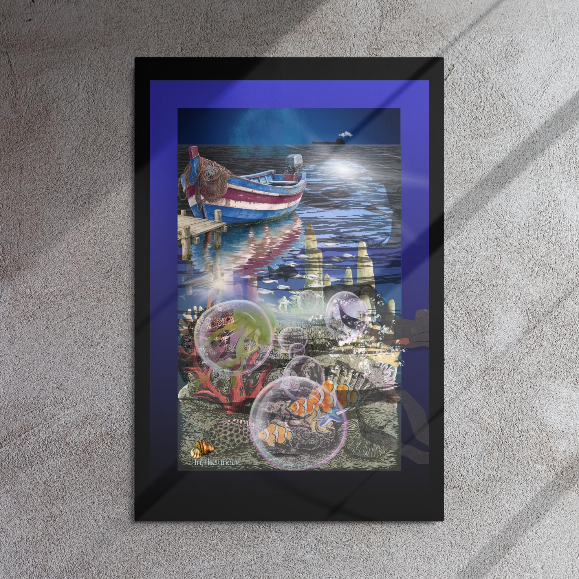 Wall art poster. Surreal, atmospheric, digital illustration - Metal prints - "In, the under", gallery image 2