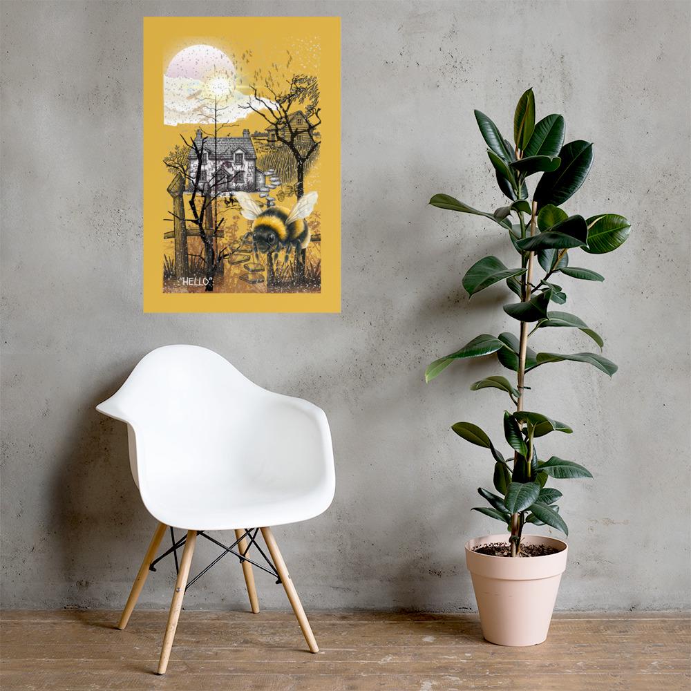 Wall art poster. Surreal, atmospheric, digital illustration - Photo paper poster 24X36 "HELLO", gallery image 2