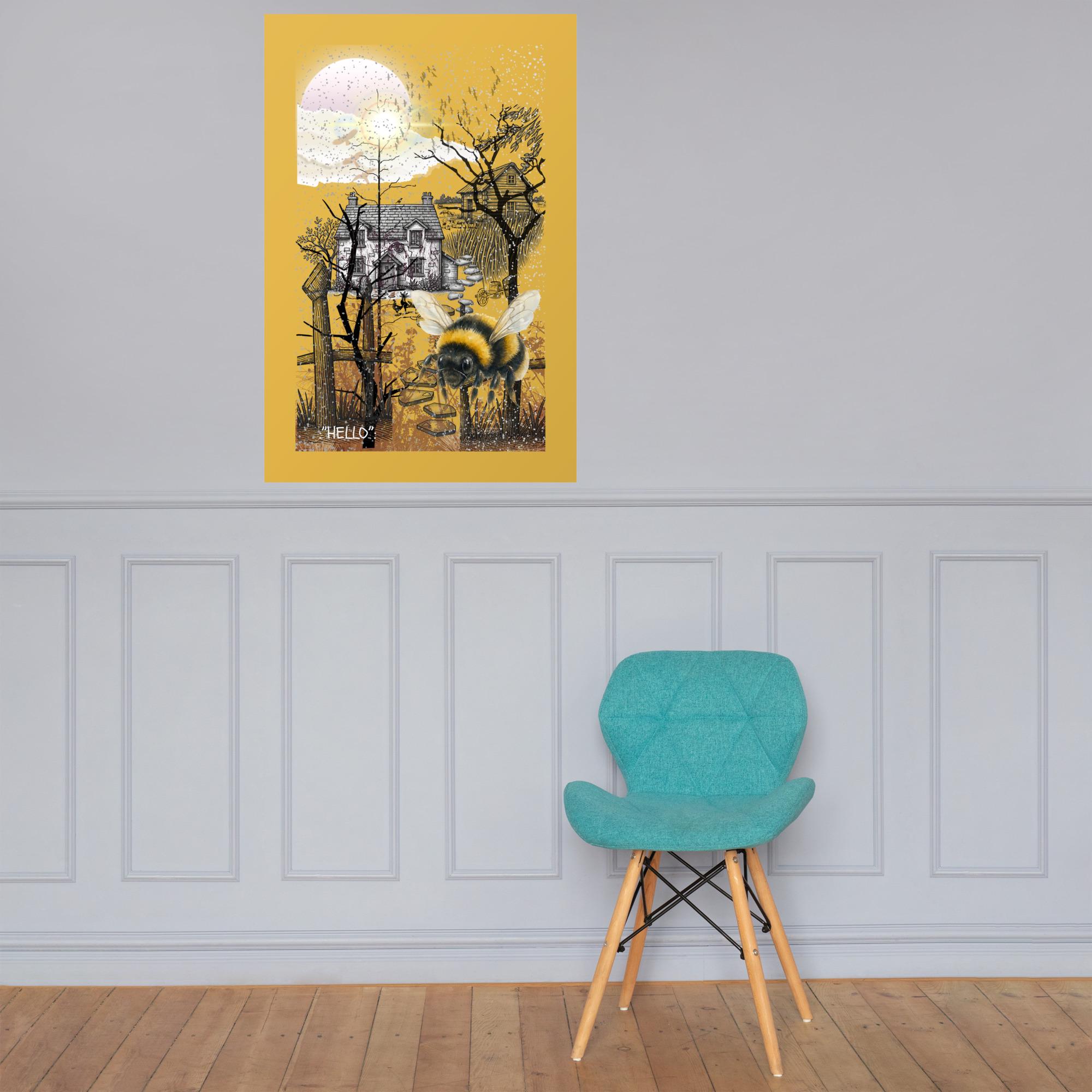 Wall art poster. Surreal, atmospheric, digital illustration - Photo paper poster 24X36 "HELLO", gallery image 3
