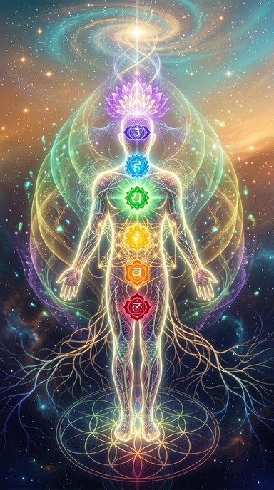 Illustration of the seven chakras