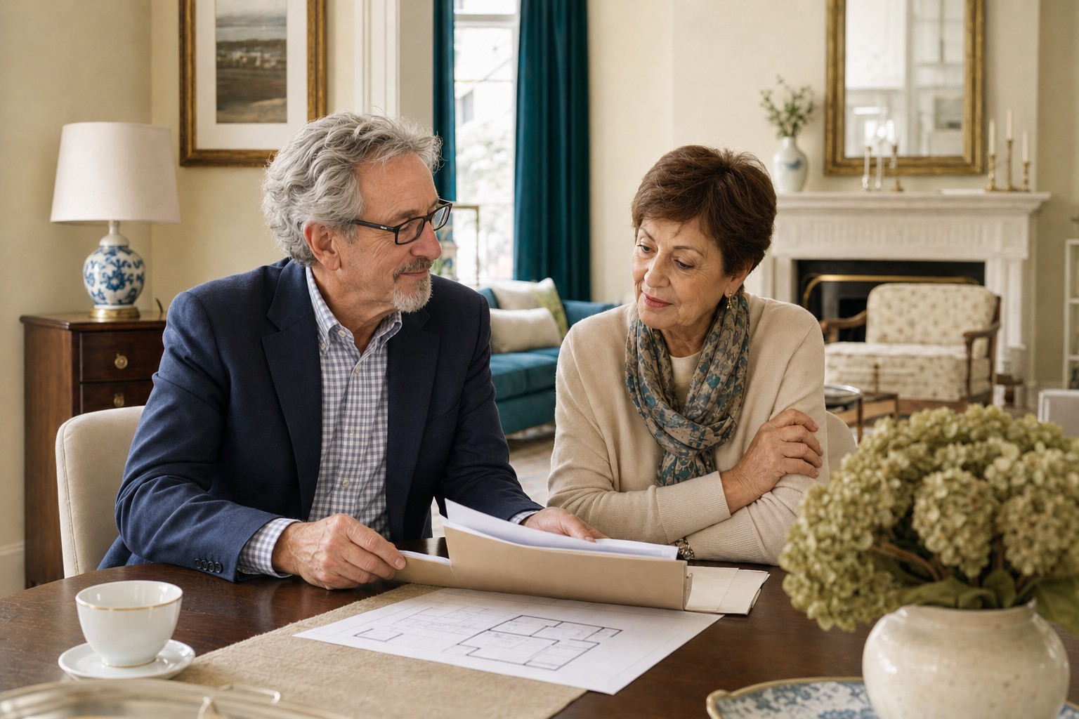 A family having a calm planning conversation