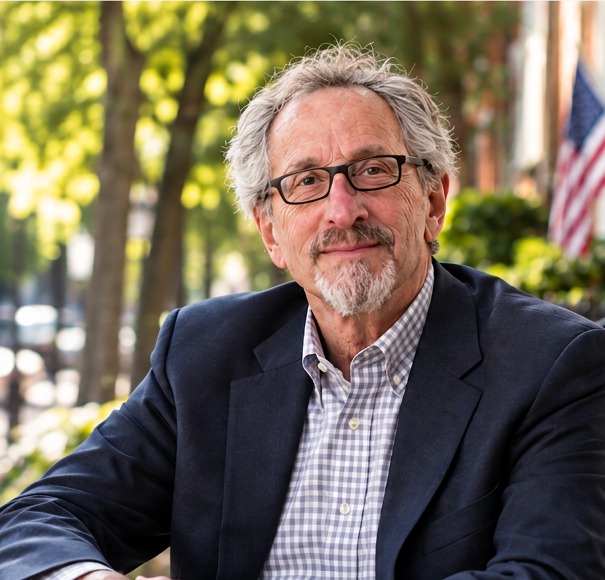 Howard Salpeter seated outdoors in Washington, DC