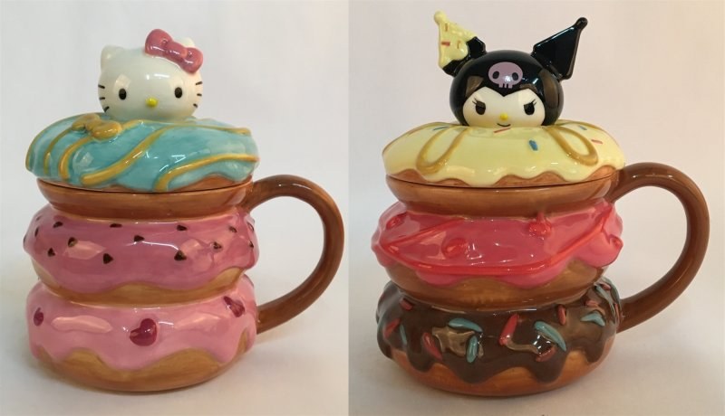 HELLO KITTY AND KUROMI DONUT MUG SET