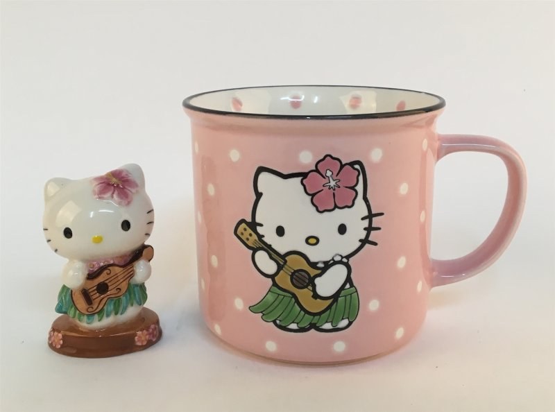 HELLO KITTY HULA 18OZ MUG AND FIGURINE GIFT SET OF 2