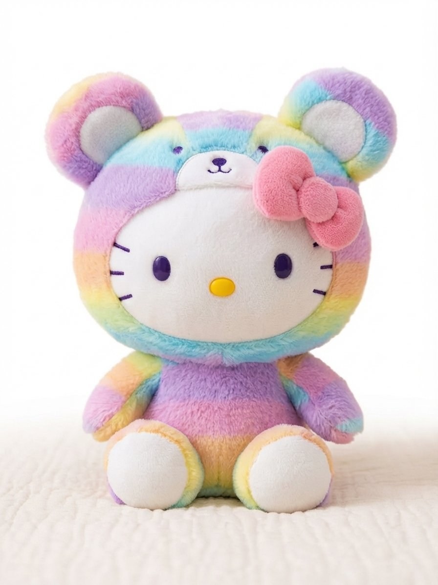 Sanrio Hello Kitty 9.5-Inch Pastel Rainbow Teddy Bear Costume Plush