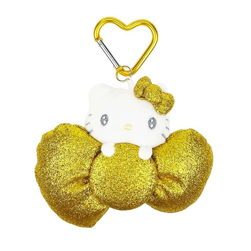 Sanrio Hello Kitty Shimmering Gold Bow Plush Keychain