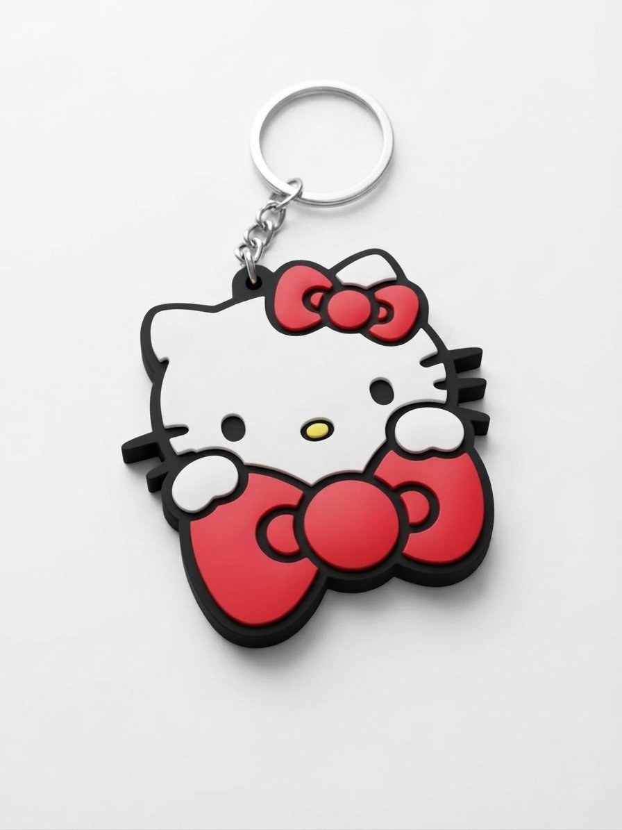 Official Sanrio Hello Kitty Big Bow Rubber Keychain