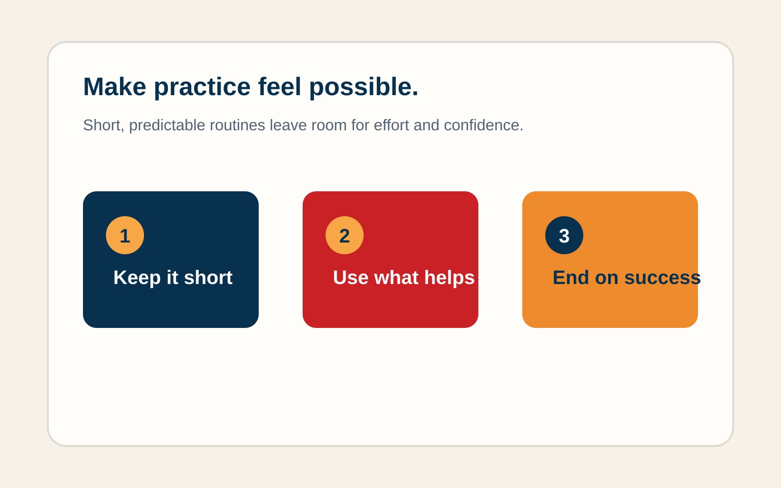 Illustration with three reminders for manageable practice