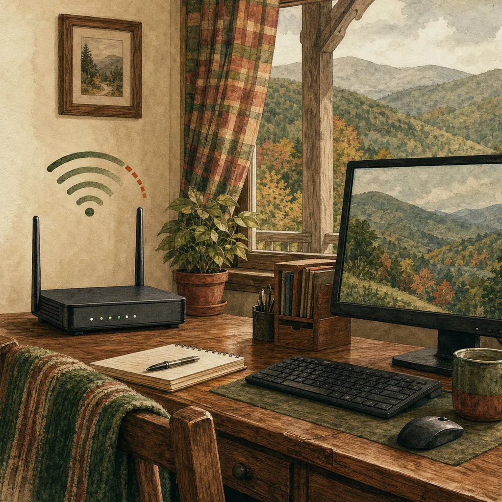Home Wi-Fi router and connected laptop for network troubleshooting