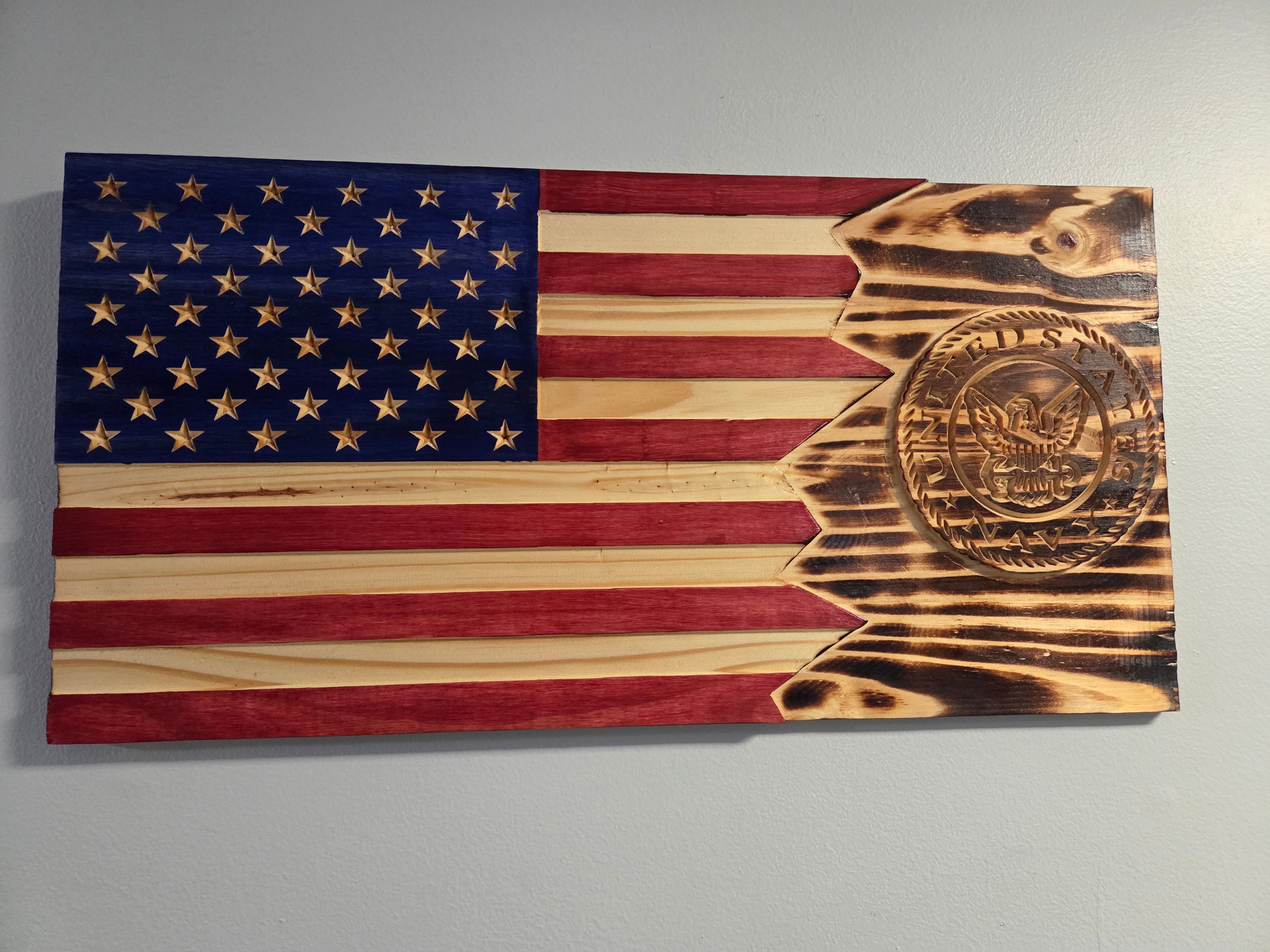 Detail of a handcrafted Navy tribute flag
