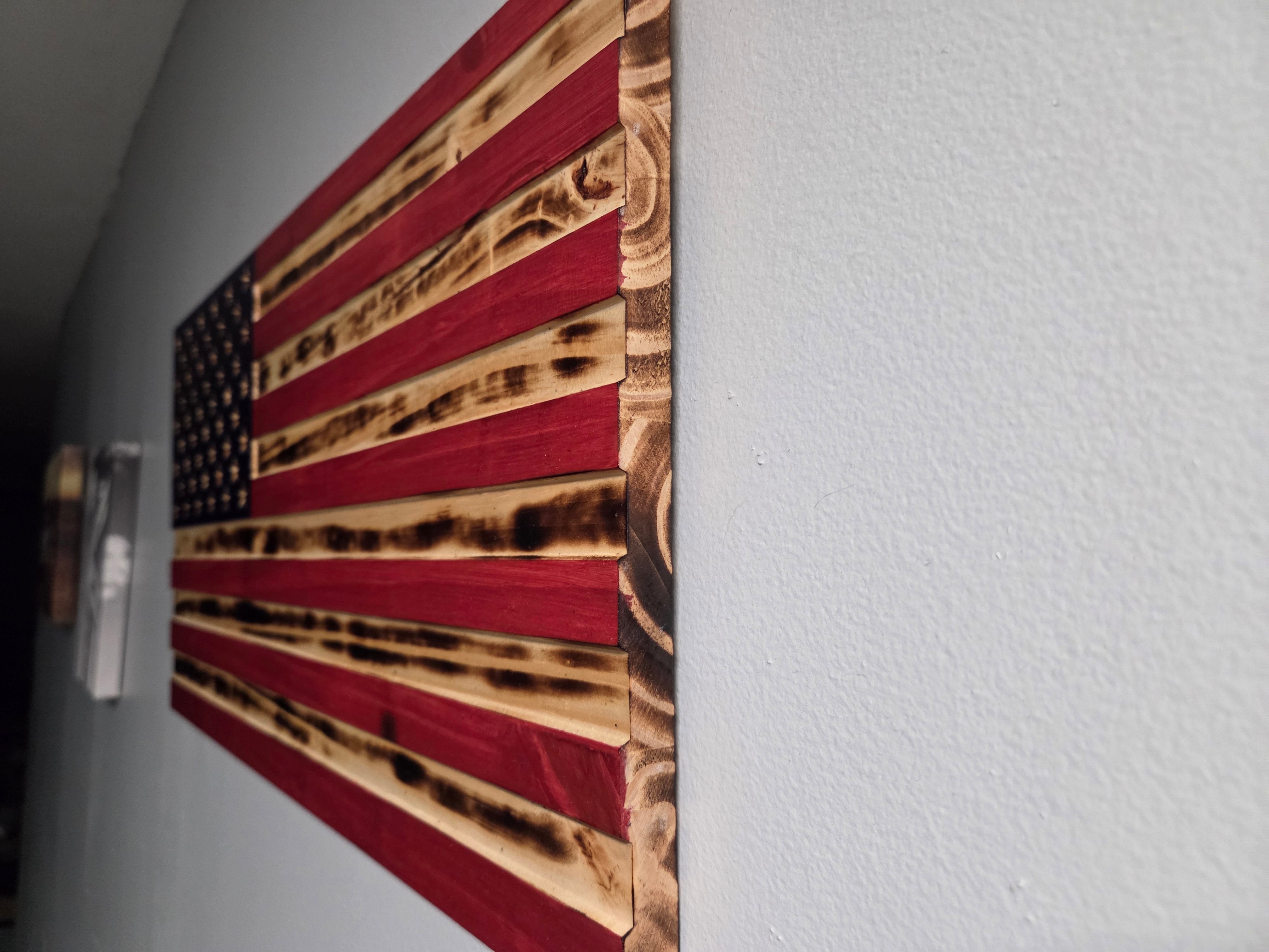 Handcrafted wooden American flag in Jeff’s collection