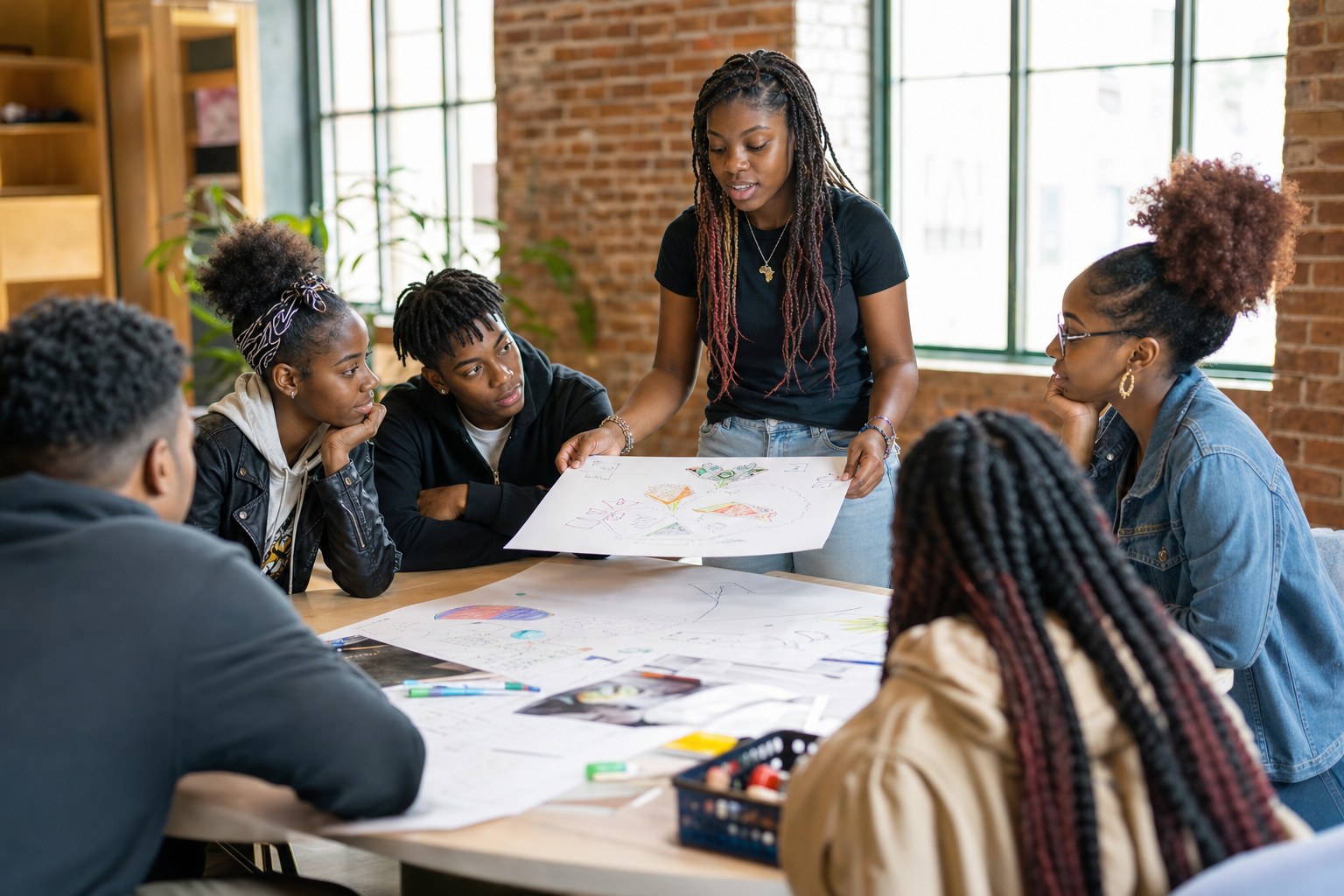 Young adults collaborating during a community leadership workshop