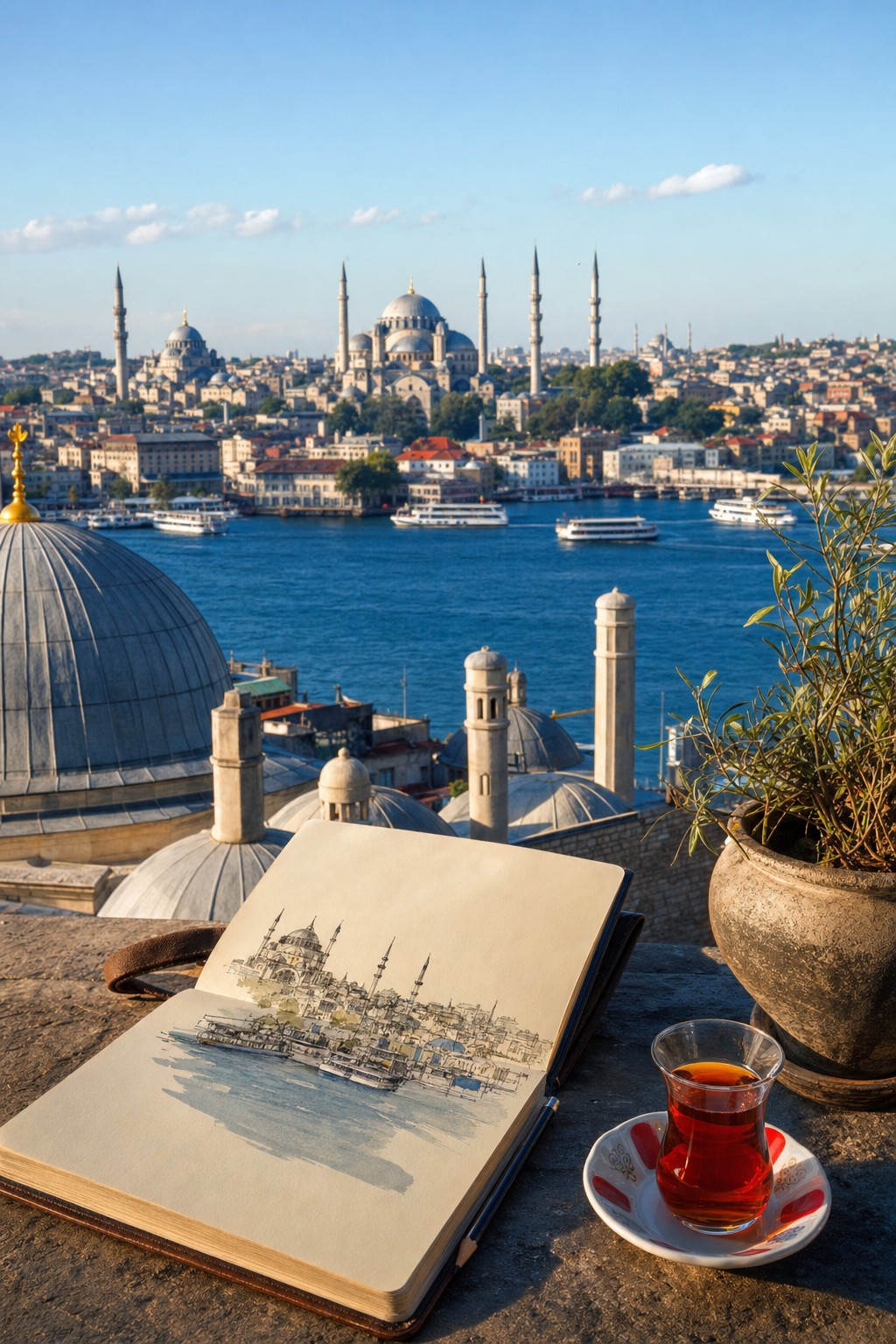 Illustrative Istanbul travel scene
