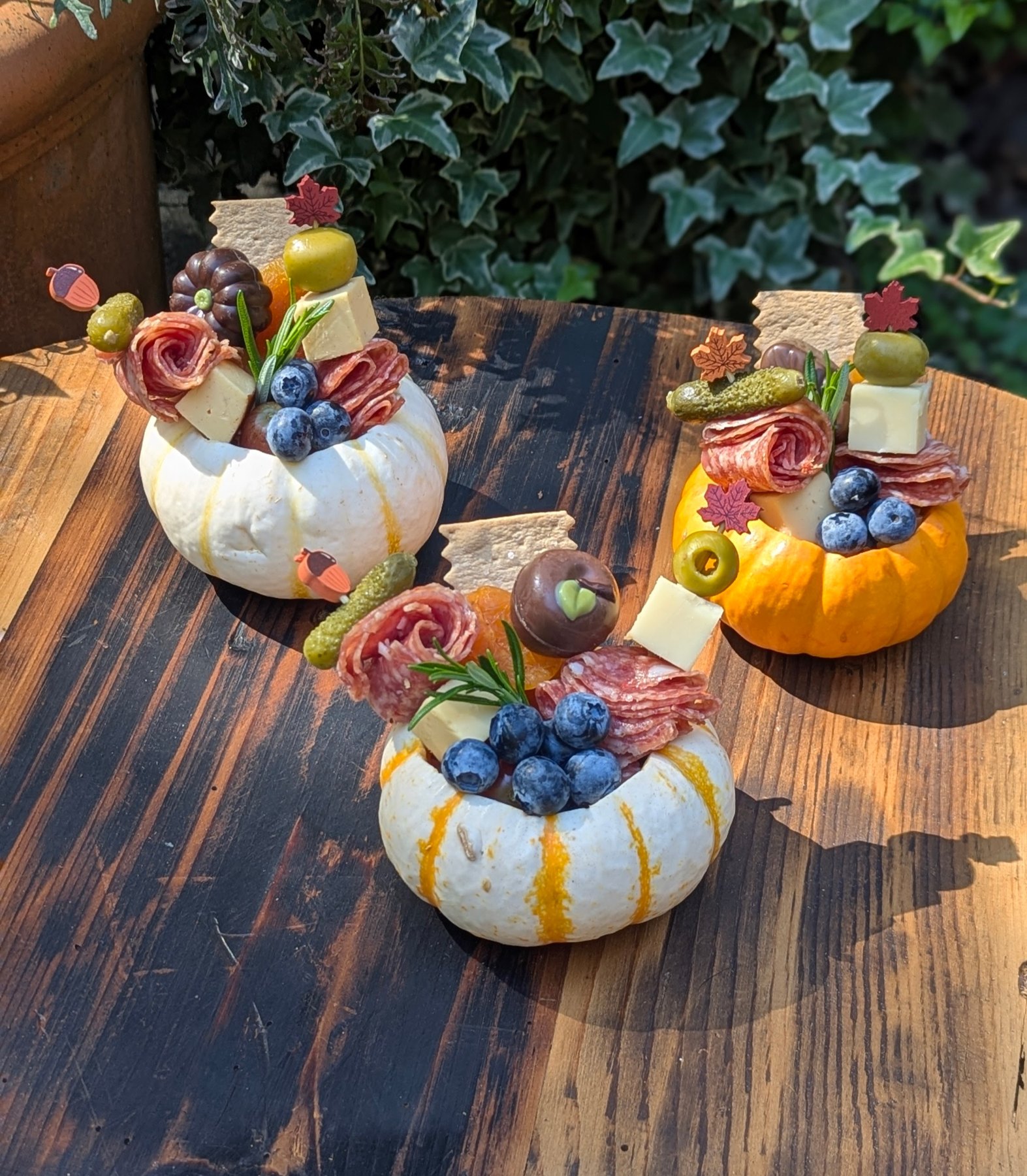 Individual charcuterie cups arranged for guests