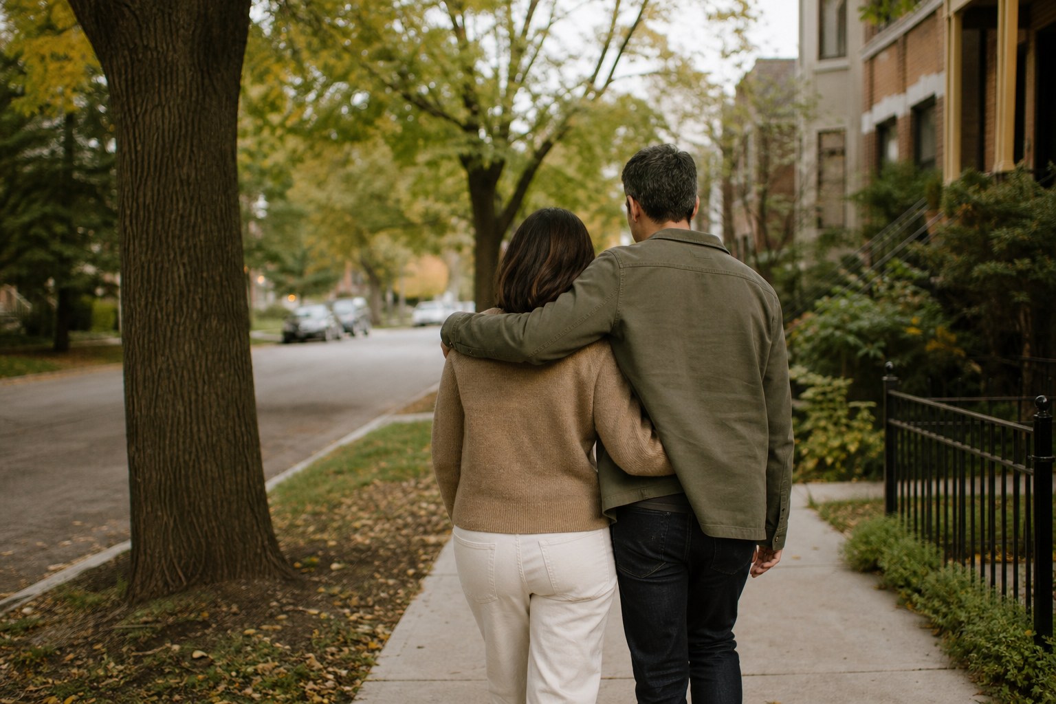 Couple walking together after a difficult conversation