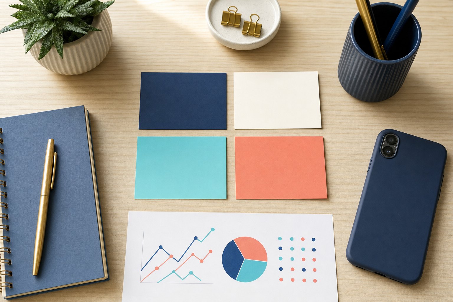 Blank colorful content cards arranged as a simple planning system