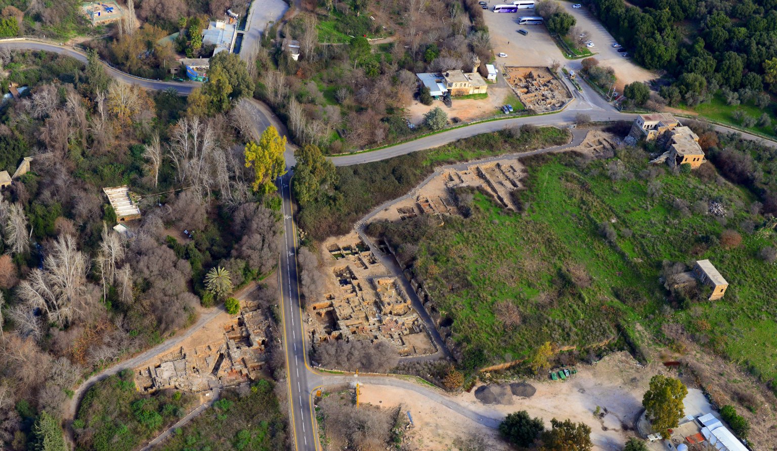 View across the springs and archaeological area at Banias, ancient Caesarea Philippi