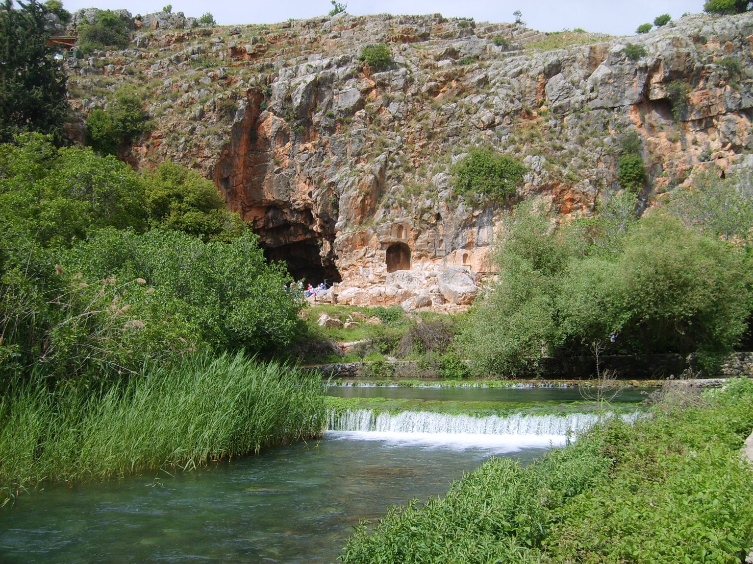 Spring beneath the limestone cliff at Caesarea Philippi