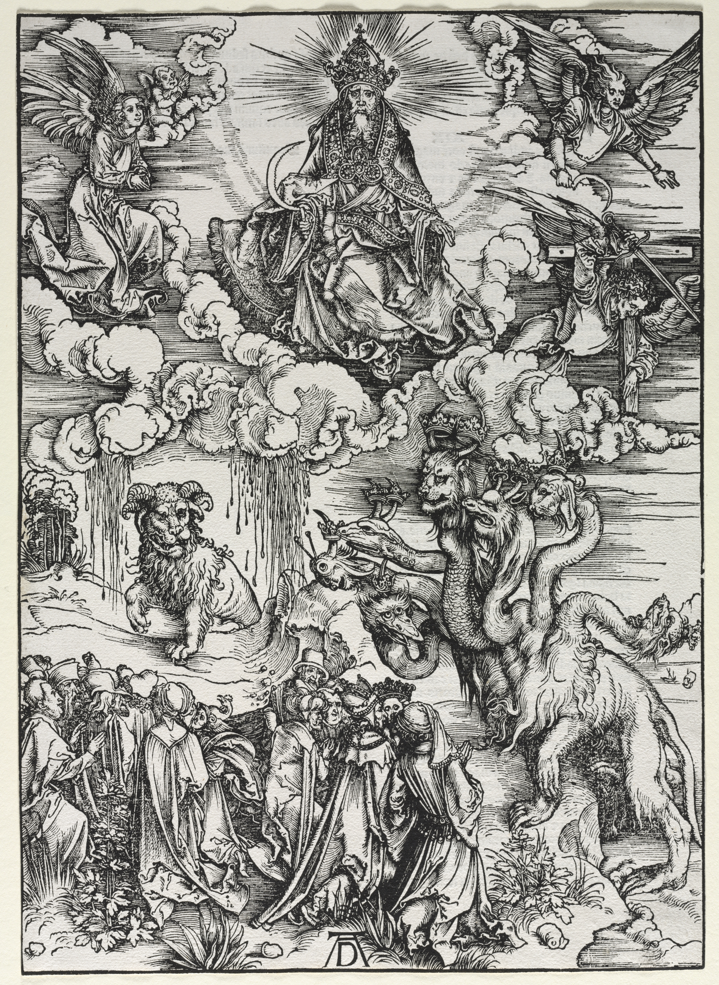 Albrecht Durer woodcut of the beasts in Revelation