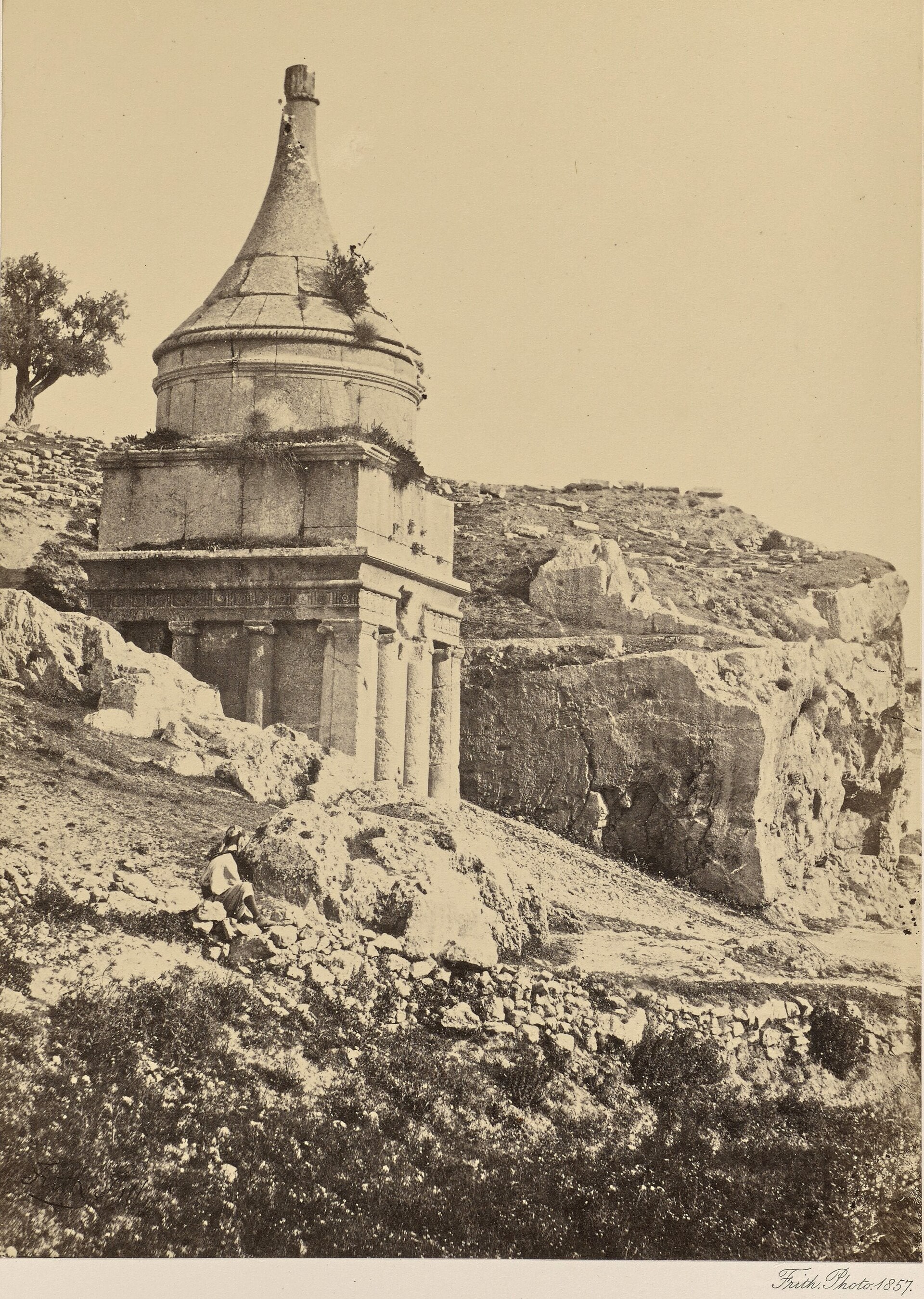 Historic photograph of the Tomb of Absalom in Jerusalem