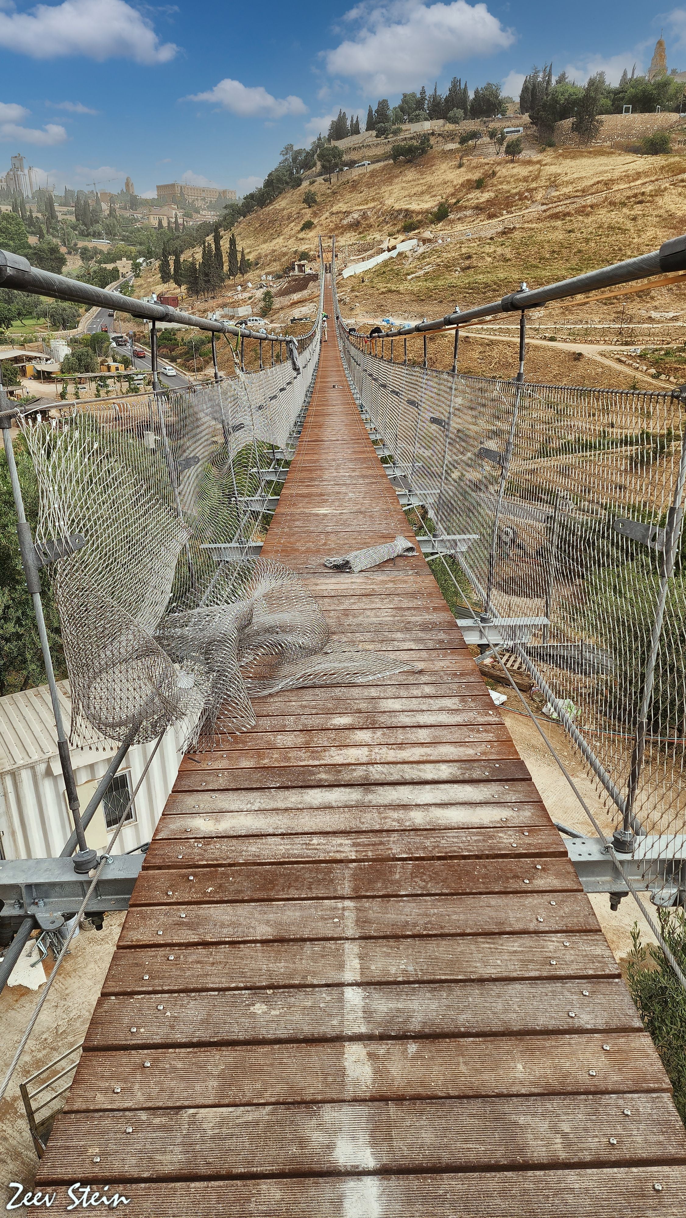 Suspension bridge crossing the present-day Valley of Hinnom in Jerusalem