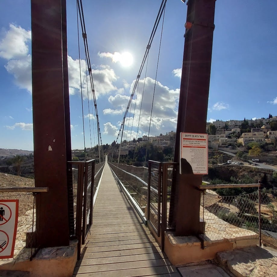 View from a bridge over the Valley of Hinnom toward Jerusalem hillsides