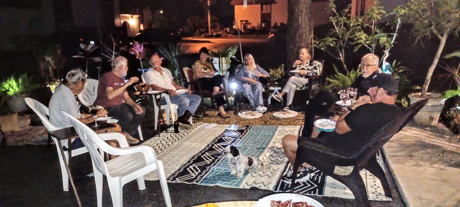 Friends gathered together in the evening