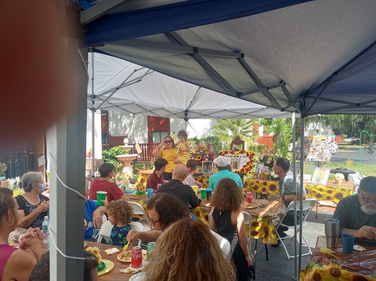 Community members gathered around a shared table