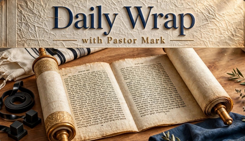 Daily Wrap with Pastor Mark above an open Torah scroll