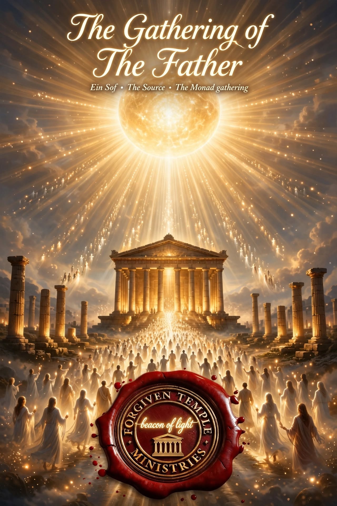 The Gathering Father sermon artwork with the Forgiven Temple Ministries seal