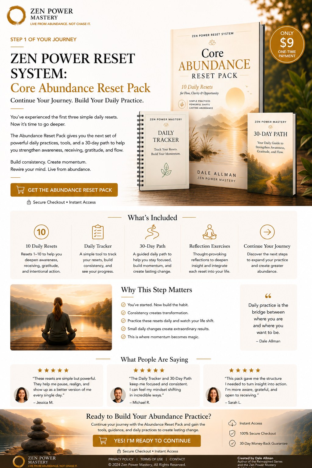 Core Abundance Reset Pack with the daily tracker and 30-day path