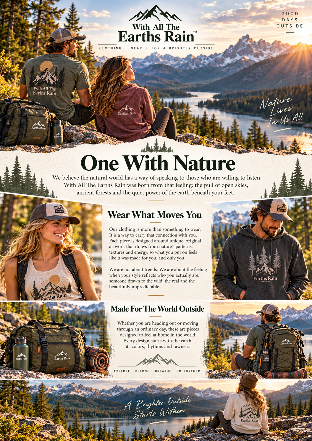 With All The Earths Rain's illustrated story of nature-inspired clothing, gear, and time outside