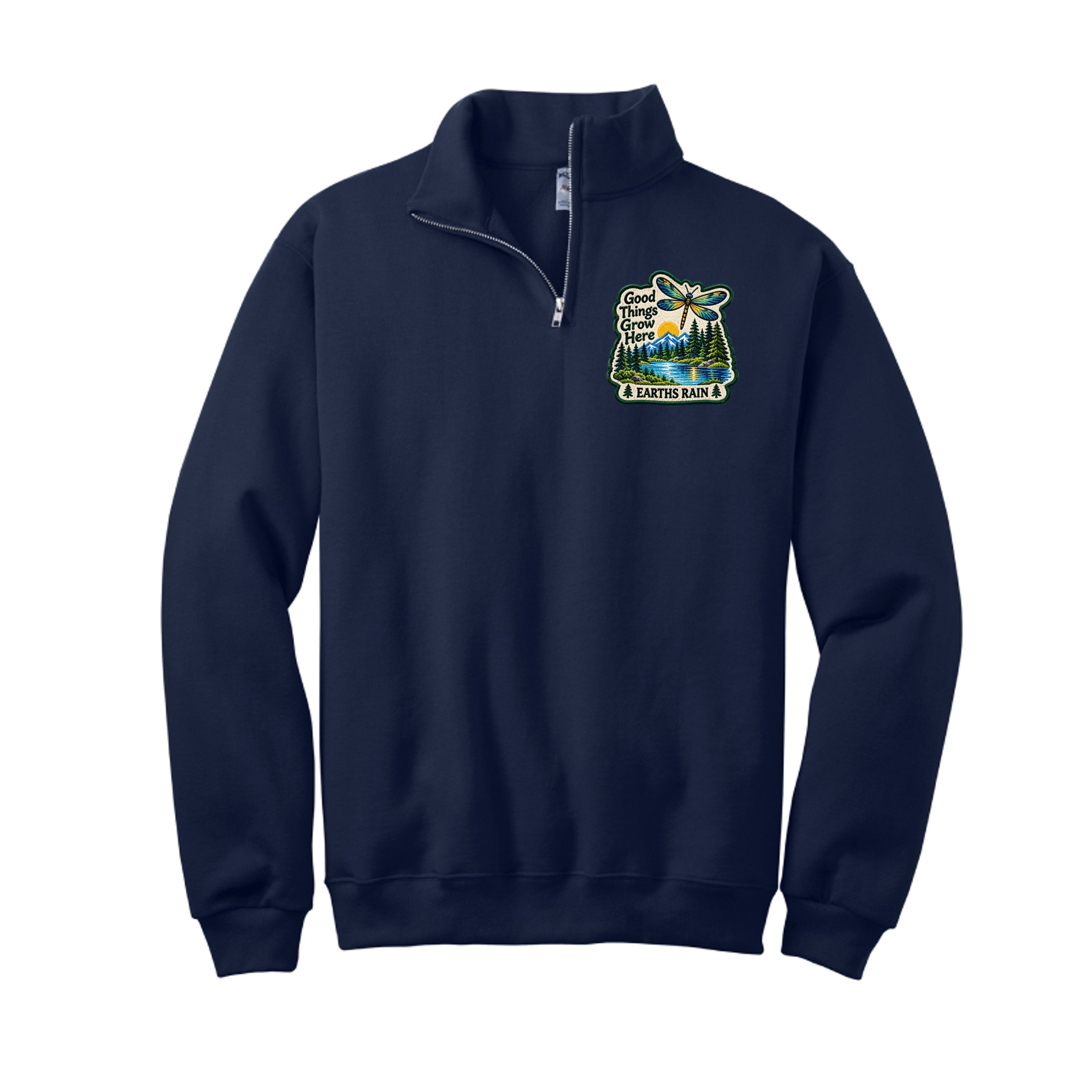 Earths Rain sweatshirt with Good Things Grow Here nature artwork