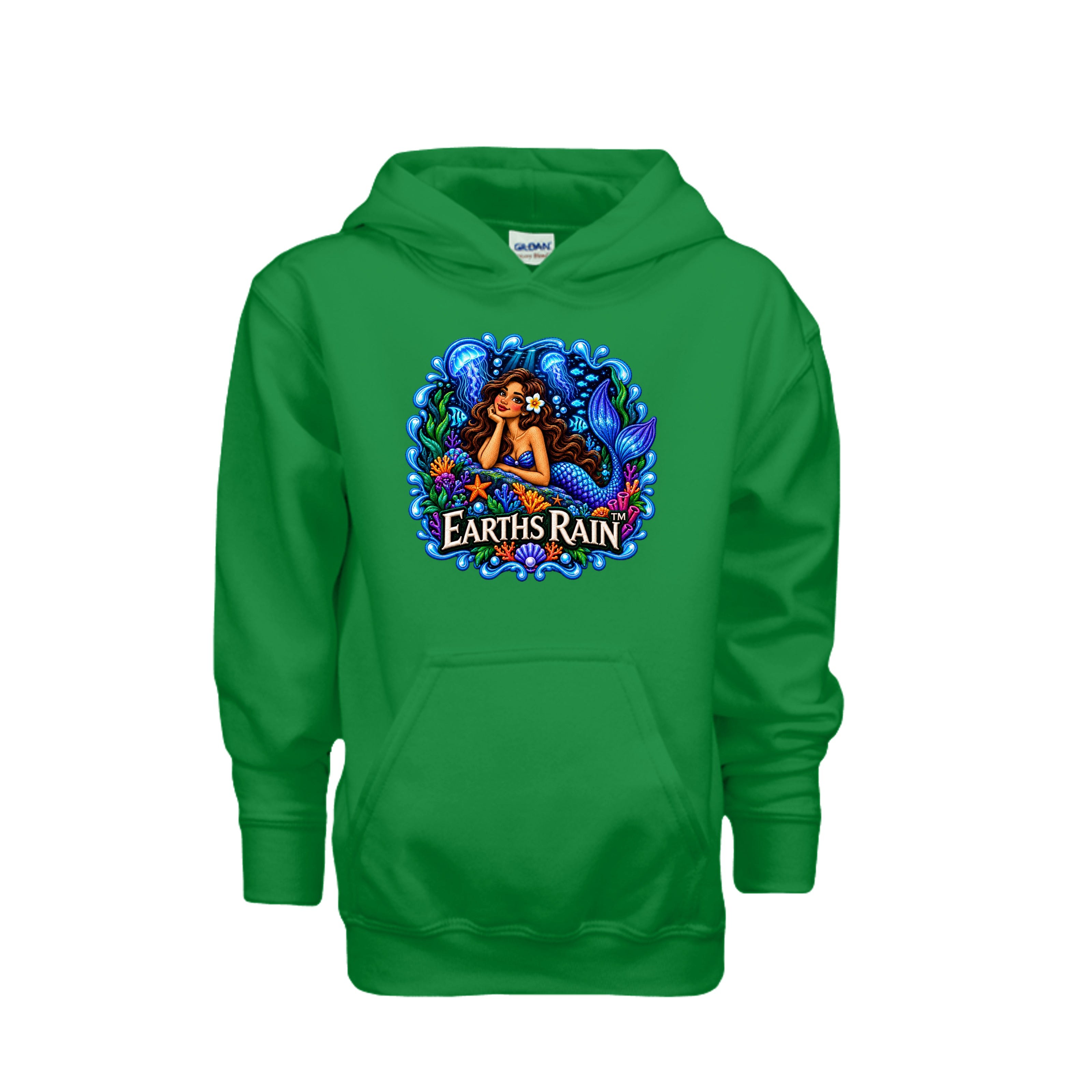 Mermaid and jellyfish ocean artwork on a youth hoodie