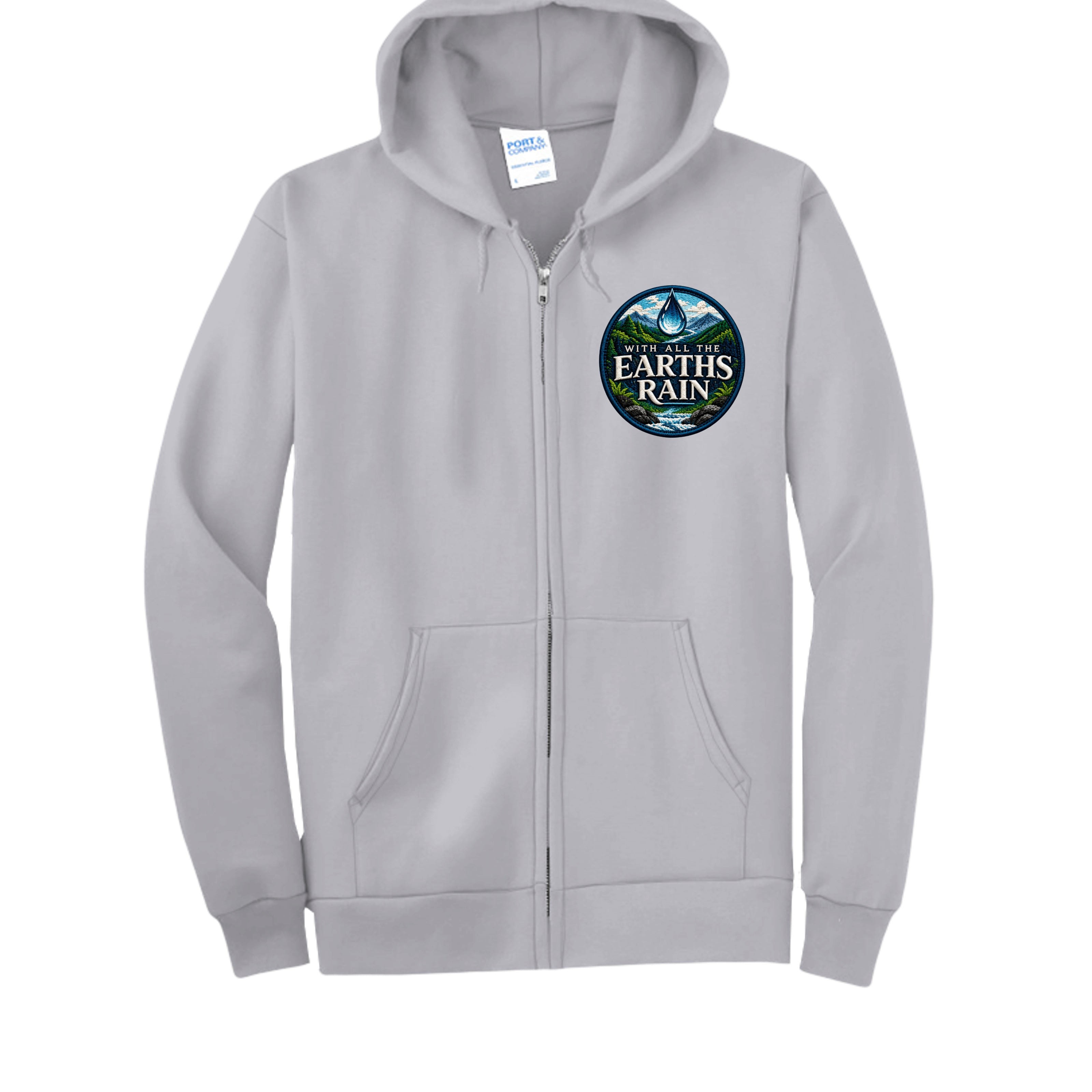 Earths Rain hoodie with water-inspired artwork